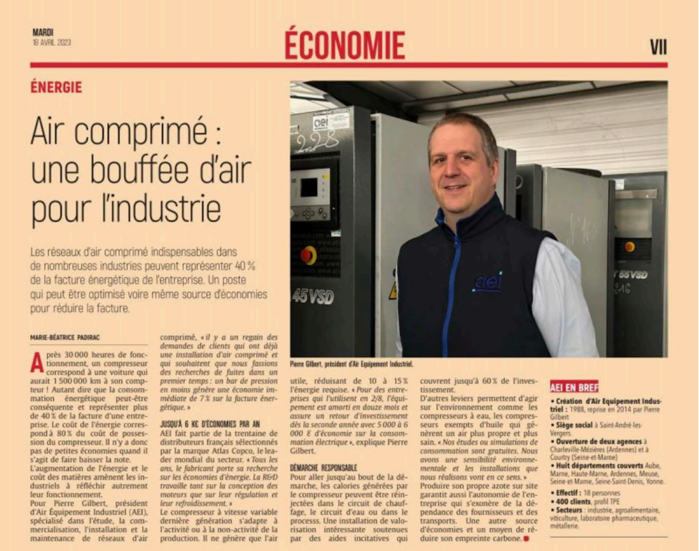 AEI propose des solutions performantes pour vos réseaux d’air comprimé pour réduire la facture d’énergie